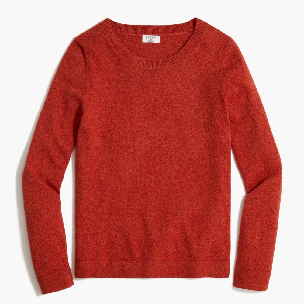J.Crew Factory Cotton-Wool Blend Teddie Crewneck Sweater Rust Orange Women’s XS